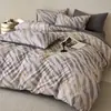Otoño e Invierno Nuevo Juego de Cama de Algodón Cepillado 60s de Cuatro Piezas Algodón Puro Todo Algodón Engrosado Cálido Estampado Funda de Edredón Suave Suministros