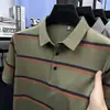Nueva Camiseta de Rayas de Manga Corta para Hombre de Alta Calidad Verano 2026, Camisa Polo de Algodón Fina para Hombre con Cuello