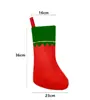 Decoração de Natal Meia de Natal Tecido Não Tecido Borda Branca Dourada Meia de Natal Lisa Bolsa de Pendurar Meia com Fio Dourado Verde Decoração de Natal