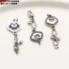 Anillo Doble con Dijes de Elefante y Calabaza de Hoja de Plata Esterlina Espaciadores Retro Plata Blanca Lisa Broche OT Materiales para Bisutería Hecha a Mano DIY