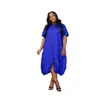 TW650 Verano Transfronterizo Europeo y Americano Cárdigan Vestido Holgado talla extra Color Sólido Moda Simple para el Trabajo Dulce Vestido de Manga Corta