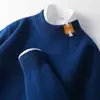 Otoño e Invierno Nuevo Tejido de Punto Jacquard de Lana H Engrosado para Hombre Cuello Alto Medio Casual Cálido Camiseta Base Superior