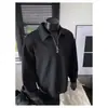 Design americano com zíper parcial, moletom de algodão Mamba, jaqueta polo masculina para primavera/outono, top moderno de manga comprida com corte solto