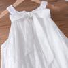 Ropa a juego para padres e hijos, descanso para el té, halter, sin mangas, vestido de niña, verano nuevo, francés, impresionante, flores bordadas, vestido blanco