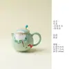 Tetera Huevo de Dragón con Peonías Pintadas a Mano y Diseño de Ventana, Exquisita Tetera de Cerámica, Tetera de Alto Nivel Estilo Chino para Té Kung Fu, Olla para Preparar Té