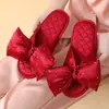 Pantuflas de Pareja de Verano para Bodas, Par Festivo Borgoña, Estilo de Alta Gama para Novio y Novia, Pantuflas de Baño Gruesas para Casa de Mujer