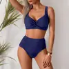 Traje de baño para mujer 2025 al por mayor Bikini transfronterizo Estilo europeo y americano Traje de baño de dos piezas Comercio exterior Cintura alta Modelo nuevo