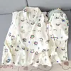 Conjunto de Pijama de Dos Piezas para Hombre de Algodón Nube Doble Largo para Primavera y Otoño Cárdigan Simple con Solapas Ropa de Casa Se Puede Usar Afuera Delgado
