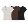 Moda Transfronteriza Europea y Americana al por Mayor Elegante Ropa para Mujer Nuevo Estilo Transfronterizo Manga Corta Top Sencillo