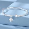 Buenas Palabras Buenas Palabras Feliz Paz Plata 9999 Ola Pulsera de Plata para Mujer Plata Esterlina Joven Sólida Pulsera Abierta