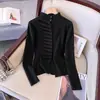 Top de punto para mujer, estilo coreano, sencillo, ajustado, sin mangas, cuello semi-alto, plisado, versátil, moderno, verano 2025