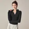 Jaqueta de Yoga de Veludo Espesso Estilo Primavera Feminina Cardigã com Zíper Gola Alta Emagrecedor Elástico Manga Longa Top Quente