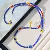 Moderna cadena para el cuello de lapislázuli natural y cornalina, cadena para la clavícula, cadena para suéter