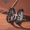 Pulsera Cruzada de Acero Inoxidable Ajustable de Venta Caliente Transfronteriza Europea y Americana para Hombre, Pulsera Trenzada Nudada Retro Hecha a Mano, Personalizable