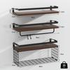 Prateleira de Parede Prateleira de Parede para Banheiro com Estrutura de Metal Prateleira de Banheiro com Cesta de Armazenamento Barra de Toalha Rack de Armazenamento Personalizado