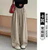 Calça Feminina 2026 Nova Verão Textura Leve de Leite Azul Tamanho Grande para Gordinhas MM Modeladora Caimento Solto Reta Perna Larga