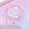 Nuevo Pulsera de Cristal Color Crema para Mujer, Joyería Versátil Estilo Ins Primavera y Verano, Pulsera de Vidrio Flor y Luna al por Mayor