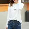 Camiseta de Algodón Puro Versátil de Corte Holgado con Mangas Largas para Mujer para Primavera, Otoño e Invierno con un Diseño Único y Top Base de Moda