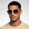 Gafas de sol retro sin montura unisex con brazos de madera incrustados de diamantes, nuevas gafas de estilo transfronterizo al por mayor