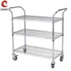 Carrinho de Mão de Aço Carbono de Três Camadas, Aço Inoxidável Cromado, Cor Laminada, com Corrimãos para Logística de Fábrica e Manuseio de Materiais, Carrinho de Ferramentas de Alta Resistência