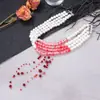 Collar con Colgante de Gota de Sangre de Color con Borla Multicapa Creativo de Moda Gótico Europeo y Americano para Halloween Mujeres de Lujo Ligero