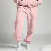 Conjunto de Moletom Feminino Outono/Inverno Cor Sólida Soltinho com Máscara de Olho e Calça Jogger Conjunto Casual de Duas Peças