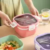 Fiambrera Ligera Estilo Japonés Set de Fiambrera con Compartimentos para Oficinistas y Estudiantes Fiambrera Calentamiento Especial en Microondas Crujiente