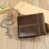 Marute Couro Genuíno Retro Multifuncional Carteira Masculina Advanced Sense Multi-Card Anti-Theft Brush com Corrente Carteira Masculina