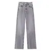 Z Family Moda Feminina Atacado Transfronteiriço Jeans Reto Americano Sexy de Cintura Alta Calças Wide-Leg Novo Design 604502