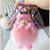 Colgante de bola de pelo de zorro real, lindo muñeco de peluche, llavero para coche, accesorios, bolso, adornos, muñeco durmiente