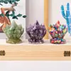 Grava de Cristal Natural Pegamento Racimo de Cristal Adornos Artesanías de Cristal Joyería Soporte de Desmagnetización Decoración de Escritorio para el Hogar