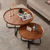 Mesa de Centro Criativa Geométrica de Escritório Amazon Selecionada com Cuidado Ferro Forjado Madeira Prática Pequena Mesa de Café Decoração de Sala de Estar Mesa Redonda Pequena