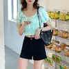 Shorts de Mezclilla Negros de Cintura Alta, Versátiles para Mujer, Primavera y Verano, Adelgazantes, Holgados, de Corte A, Pierna Ancha, Pantalones Cortos Muy Cortos