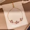 Pulseira com Cordão Estilo Coreano Moda Doce Florzinha Feminina Estilo Floresta Temperamento Design de Nicho Pulseira Luxo Leve Toque de Alto Padrão Joia de Mão