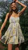Comércio Exterior Transfronteiriço Amazon AliExpress 2022 Europeu e Americano Moda Feminina Vestido de Alça Estampado com Cadarço