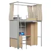 Cama Elevada de Hierro de Dos Pisos Dormitorio para Personal con Escaleras Combinación Multifuncional Cama Superior y Mesa Inferior Cama de Apartamento Fabricante de Foshan
