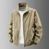 Jaqueta masculina transfronteiriça com gola alta, casaco casual respirável para primavera e outono, roupa de trabalho para exterior, corta-vento moderno, solto e versátil