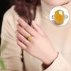 Anel Oval Banhado a Prata S925 para Homens e Mulheres com Suporte Vazio para Mulheres, Incrustado com Âmbar Cera de Abelha, Anel de Joalheria Banhado a Ouro Branco