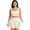 Compra de Artículo Único/Múltiple Set de Yoga Cuello en U Espalda Bonita Cómodo Transpirable Cintura Alta Levantamiento de Glúteos Top sin Mangas Shorts Conjunto de Ropa de Yoga