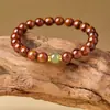 Pulsera de Madera Natural Hainan Huanghuali con Cuentas de la Fortuna, Artículo Cultural de Madera, Pulsera con Mantra de Seis Caracteres, Venta al por Mayor para Atracciones Turísticas