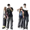 Aliexpress Comercio Exterior Transfronterizo Europeo y Americano Amazon Wish Aliexpress Jeans Casuales de Pierna Ancha de Cintura Alta para Mujer