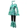 Trajes Populares Europeos y Americanos Transfronterizos de Múltiples Colores Estampados para Tops y Pantalones con Empalmes Incluyendo Pañuelos para la Cabeza Trajes de Baile Disco para Mujeres