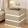 Mesita de Noche Flotante con Tres Cajones, Madera Maciza Simple, Carga Inalámbrica Moderna, Multifuncional, Lujo Ligero, Gabinete de Mesita de Noche para Dormitorio del Hogar