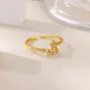 Anel Aberto de Luxo Banhado a Ouro 18K com Diamantes Completos, Mais Vendido no Exterior, Anel Folha de Zircônia com Sensação de Alta Qualidade
