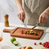 Bandeja de madera para bistec, plato de servir bistec de madera maciza, bandeja de madera para pan, bandeja de comida estilo occidental, bandeja de madera maciza sin pintar para pan y pastel
