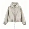 Comercio Exterior Ropa de Mujer 2026 Estilo Europeo y Americano Moda Casual Holgada Cremallera Cuadros con Capucha Chaqueta para Mujer F612689