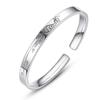 Pulsera de Plata Pura 9999 Estilo Antiguo de Pavo Real para Mujer, Brazalete Abierto Simple de Plata Maciza, Apilable Estilo Ins Vintage