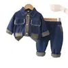 Conjunto de Primavera para Bebé Niña Ropa de Mezclilla Bolso Cuadrado para Niños Ropa de Otoño para Niña Pequeña Conjunto Elegante de Otoño para Bebé