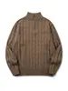 Ropa Vintage Yidao Otoño 2026 Nuevo Estilo Retro Americano Old Money Suéter Jersey de Punto Trenzado de Cuello Alto con Media Cremallera