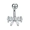 Piercing de Ombligo 3D con Lazo de Zirconia Europea y Americana, Aro para Ombligo con Bola Redonda y Barra Curva, Joyería de Piercing Corporal Transfronteriza AliExpress